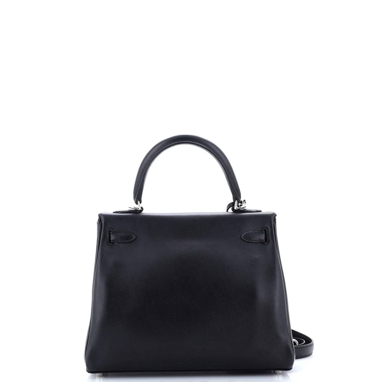 Kelly Handbag Noir Swift with Palladium Hardware 25 - Deep Luxury