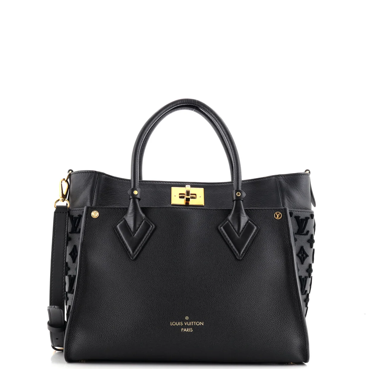 On My Side Tote Monogram Tuffetage Leather MM - Deep Luxury