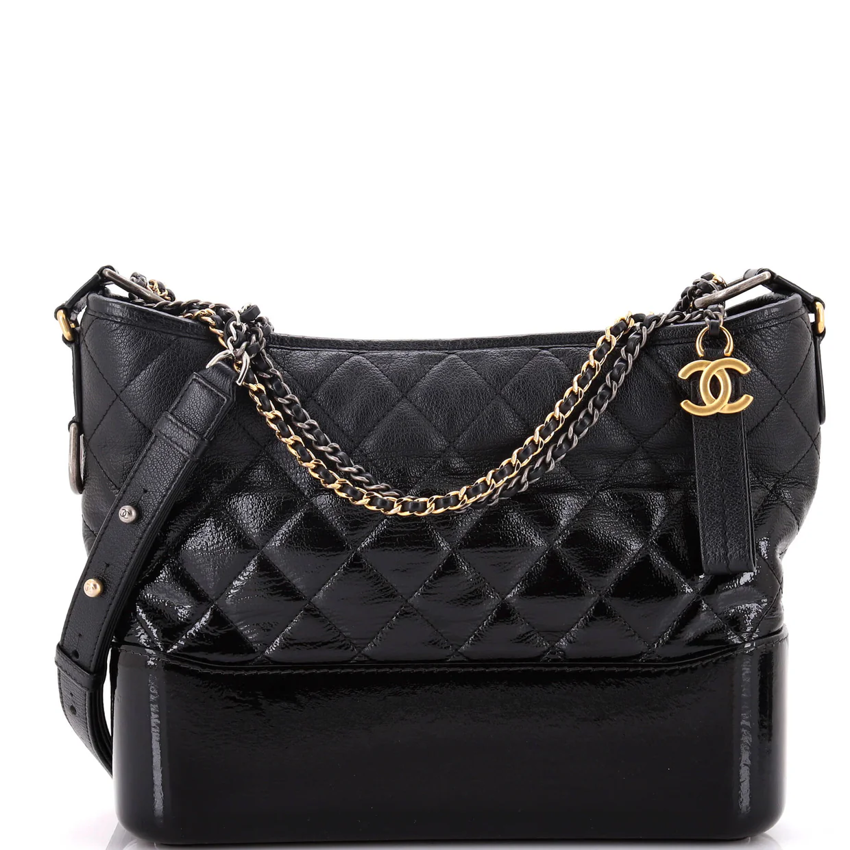 Gabrielle Hobo Quilted Goatskin and Patent Medium - Deep Luxury