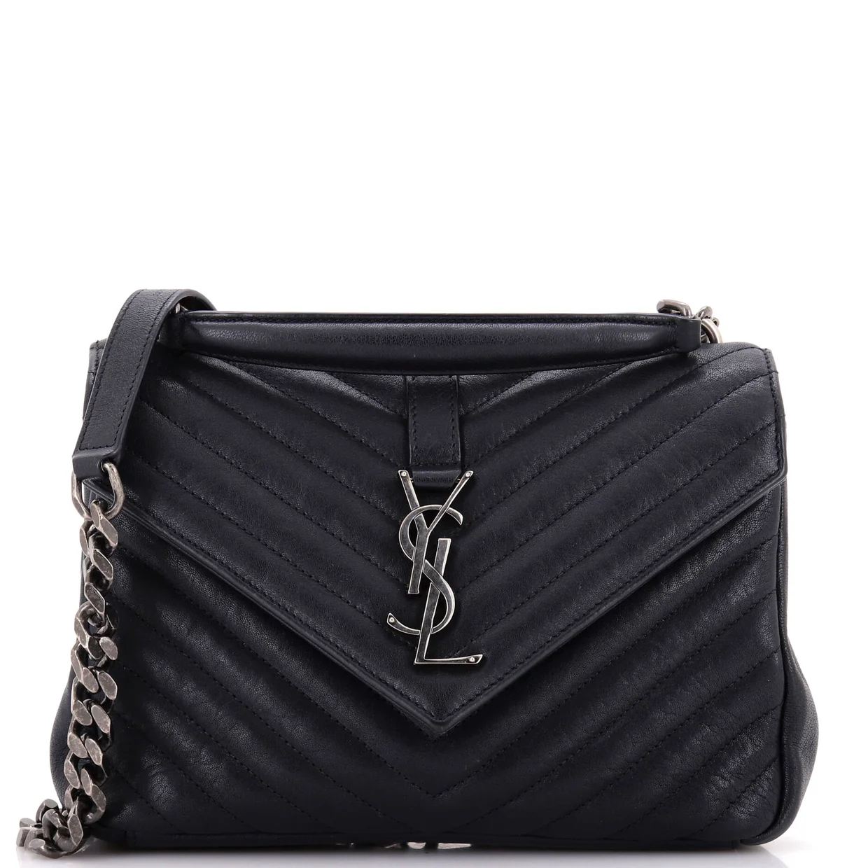 Classic Monogram College Bag Matelasse Chevron Leather Medium - Deep Luxury