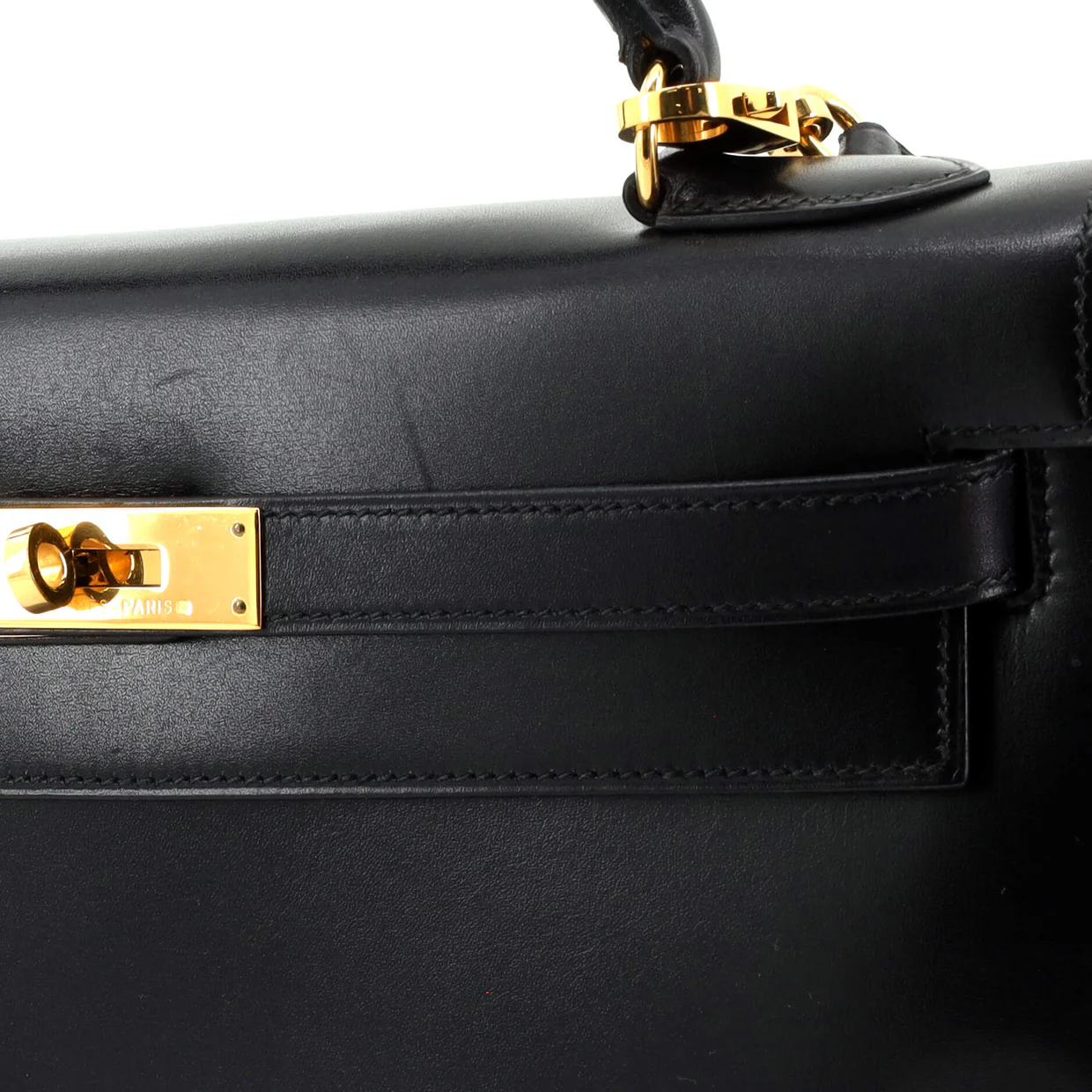 Kelly Handbag Noir Box Calf with Gold Hardware 32 - Deep Luxury