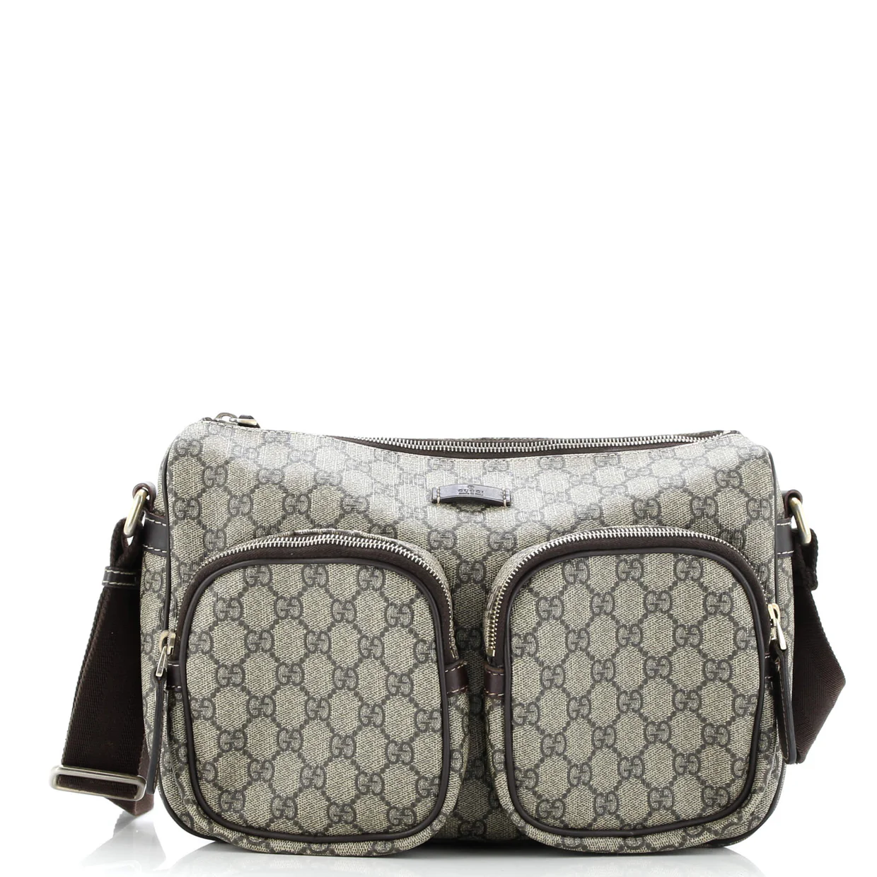 Double Pocket Messenger Bag GG Coated Canvas Large - Deep Luxury