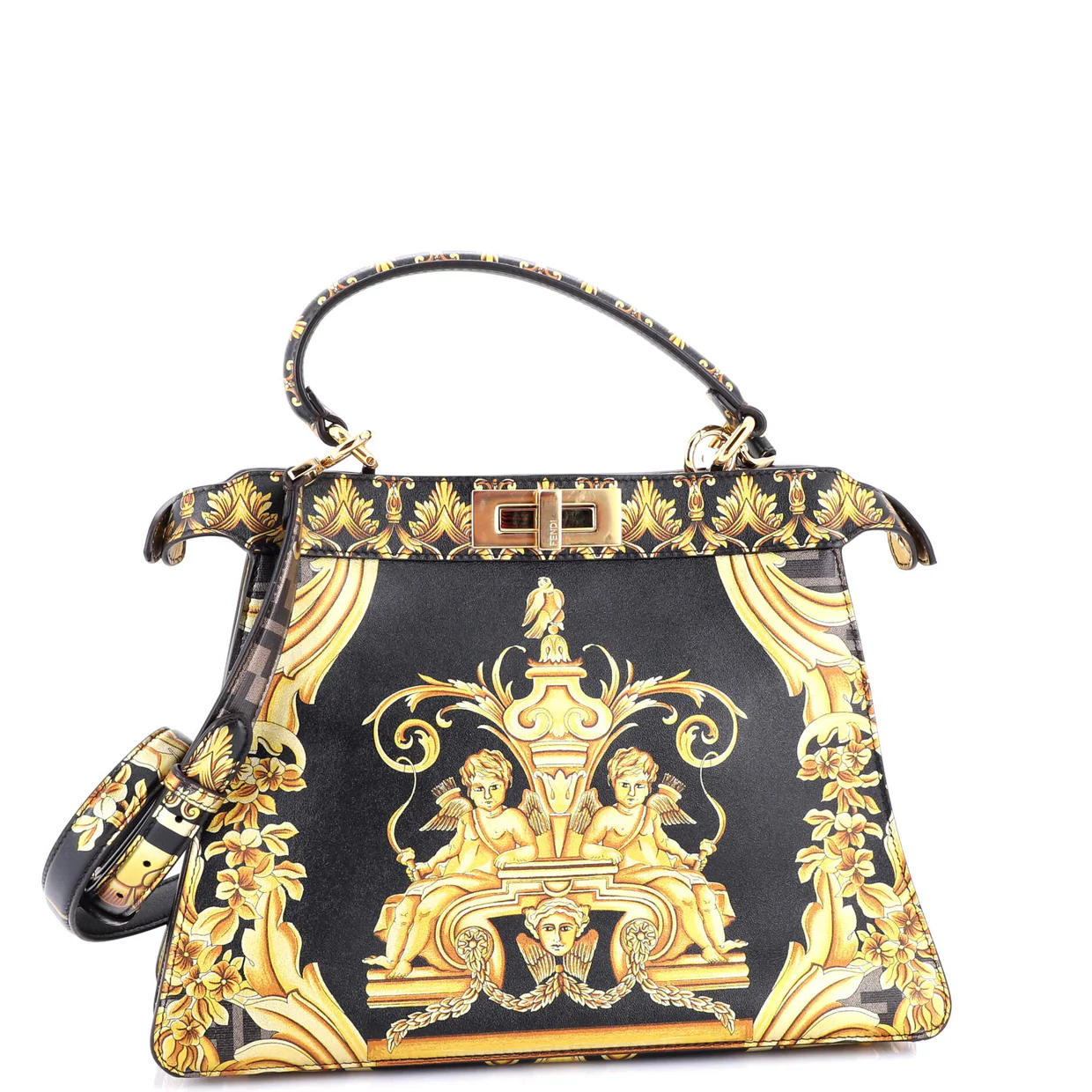 x Versace Fendace ISeeU Peekaboo Bag Printed Laminated Leather Medium - Deep Luxury