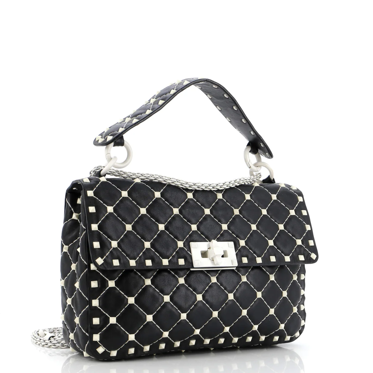 Rockstud Spike Flap Bag Quilted Leather Medium - Deep Luxury