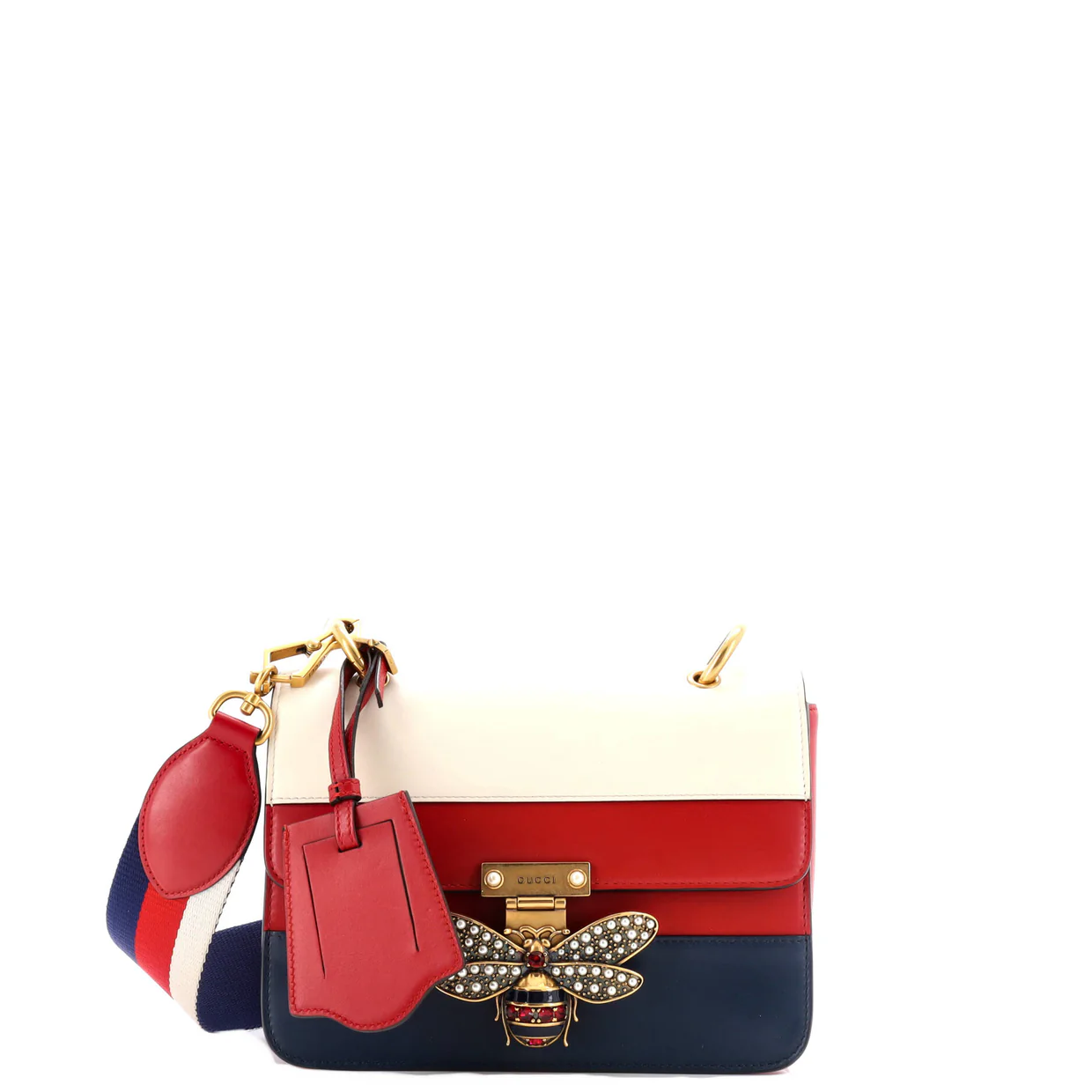 Queen Margaret Flap Bag Colorblock Leather Medium - Deep Luxury