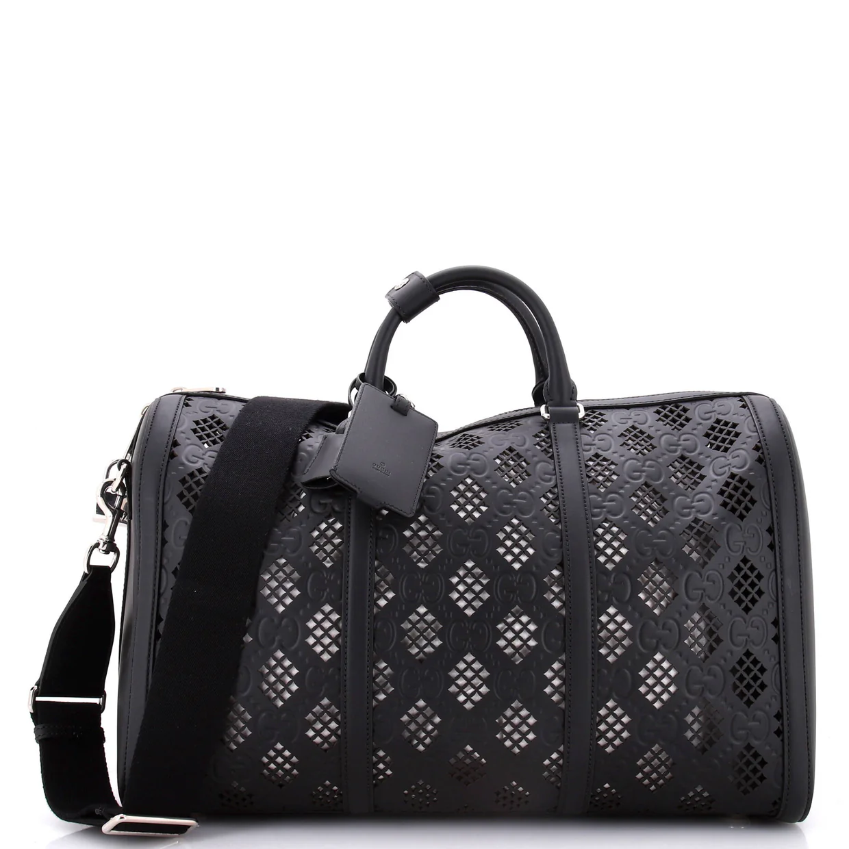 Convertible Duffle Bag GG Debossed Laser Cut Leather Large - Deep Luxury