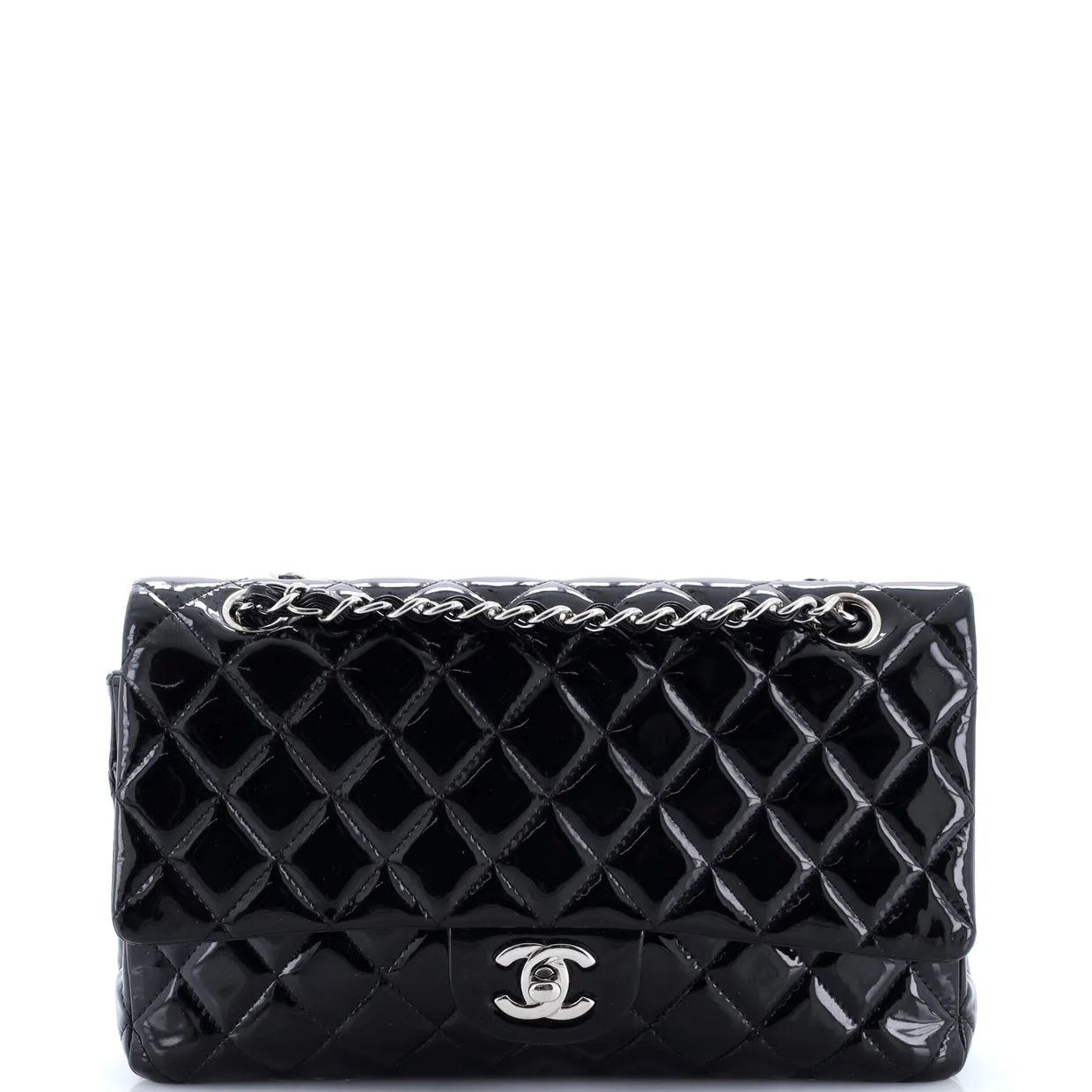 Classic Double Flap Bag Quilted Patent Medium - Deep Luxury