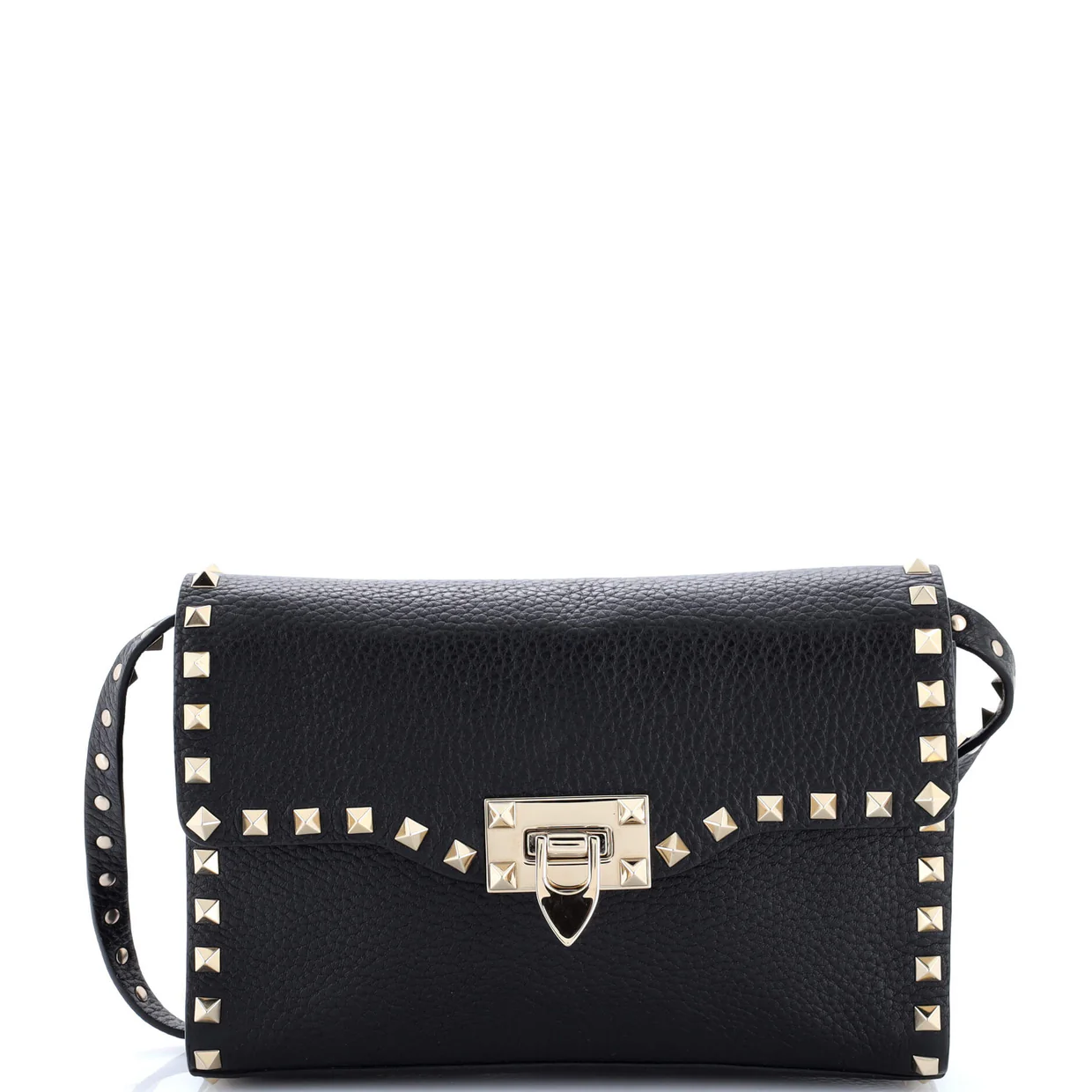 Rockstud Flip Lock Flap Bag Leather Medium - Deep Luxury