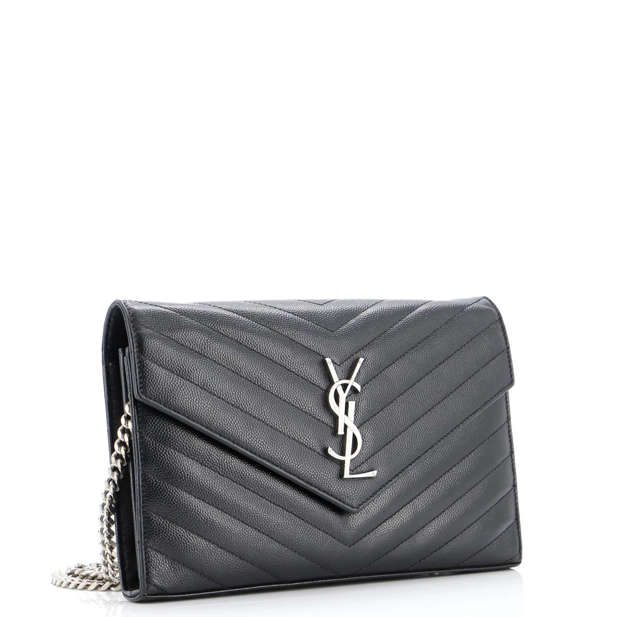 Classic Monogram Wallet on Chain Matelasse Chevron Leather Medium - Deep Luxury