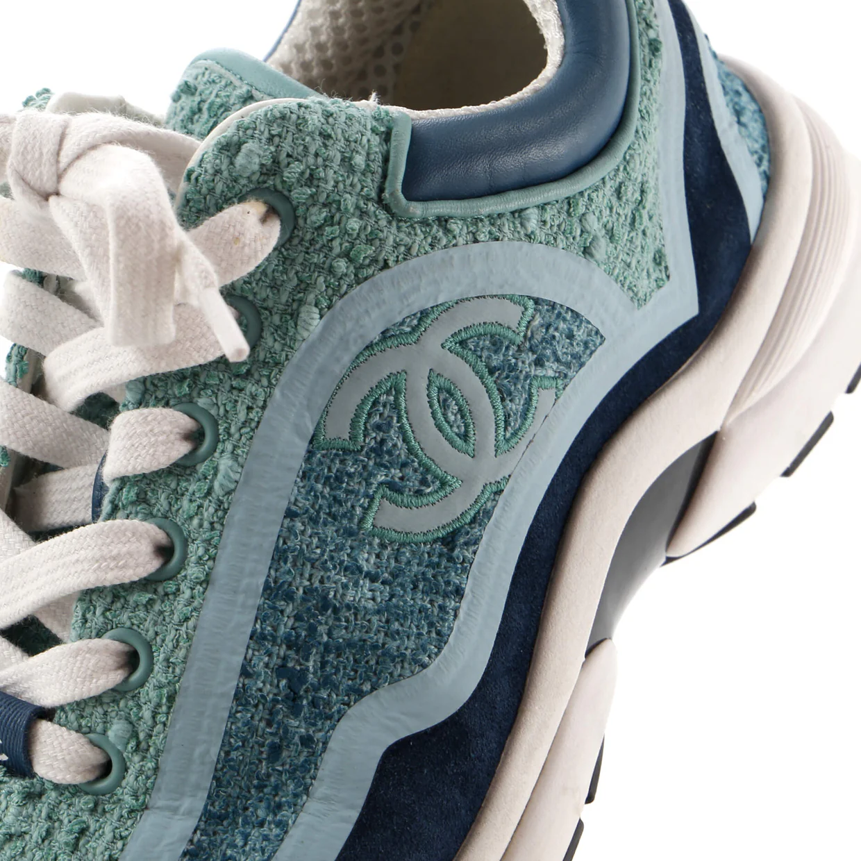 Women's CC Cap Toe Logo Sneakers Suede and Tweed - Deep Luxury