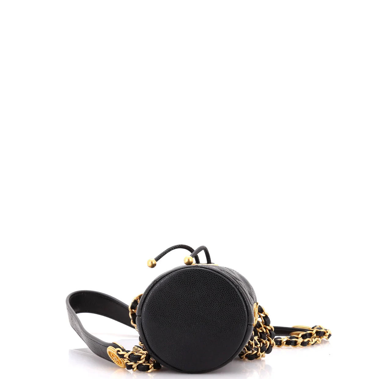 Twist Your Buttons Drawstring Bucket Bag Quilted Caviar Mini - Deep Luxury