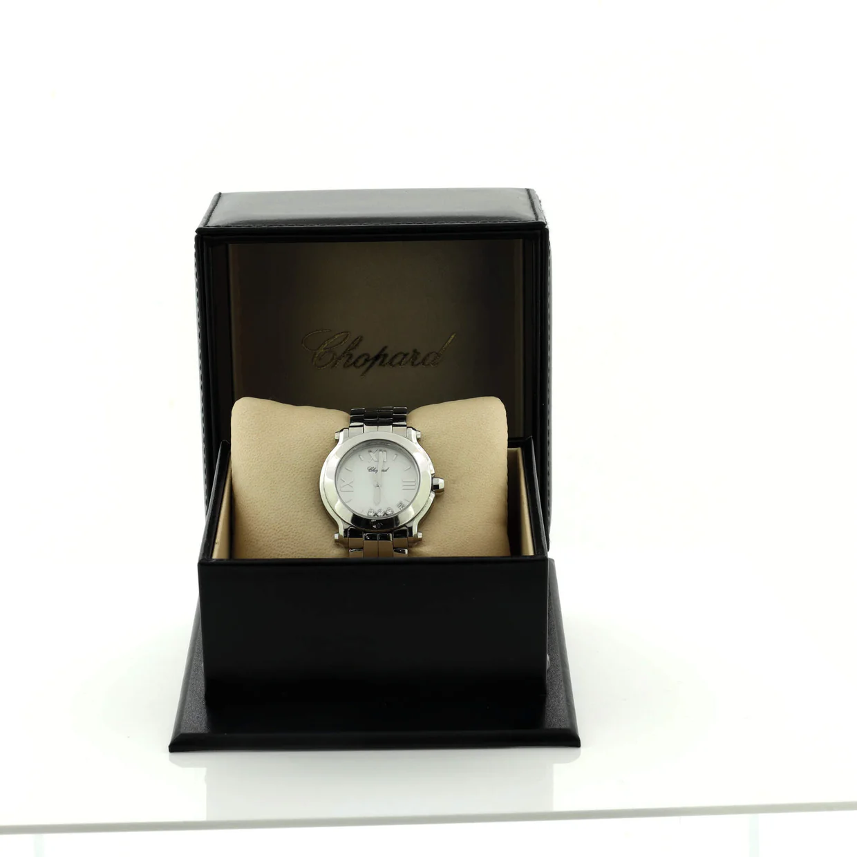 Happy Sport Quartz Watch Stainless Steel with 3 Floating Diamonds 33 - Deep Luxury