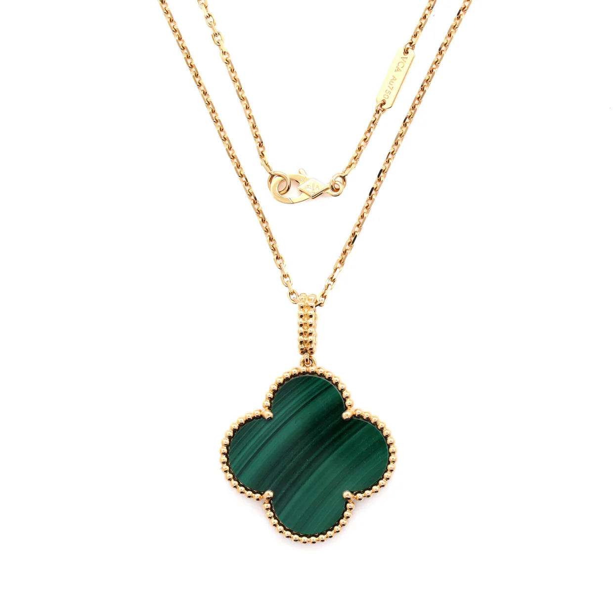 Magic Alhambra Pendant Necklace 18K Yellow Gold and Malachite - Deep Luxury
