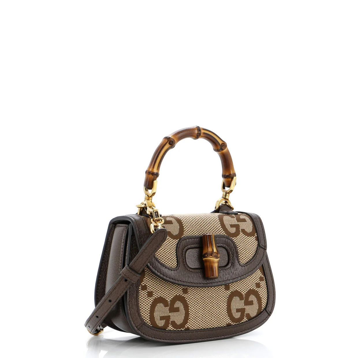 Bamboo 1947 Top Handle Bag Jumbo GG Canvas Mini - Deep Luxury