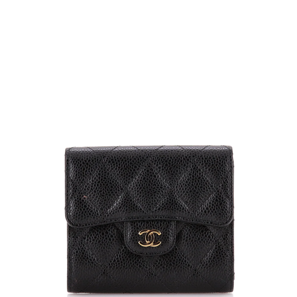 CC Compact Classic Flap Wallet Quilted Caviar - Deep Luxury