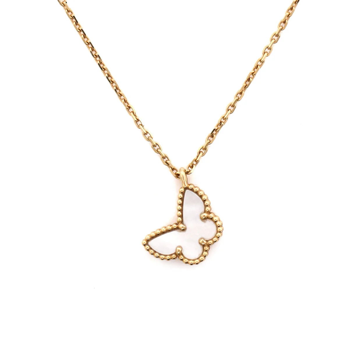 Sweet Alhambra Butterfly Pendant Necklace 18K Yellow Gold and Mother of Pearl - Deep Luxury