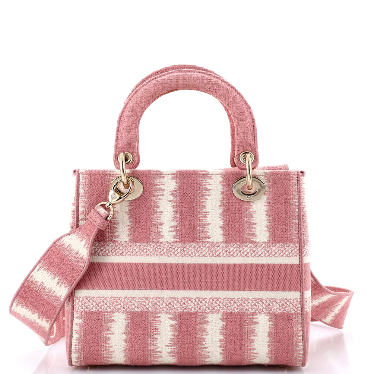 Lady D-Lite Bag Striped Canvas Medium - Deep Luxury