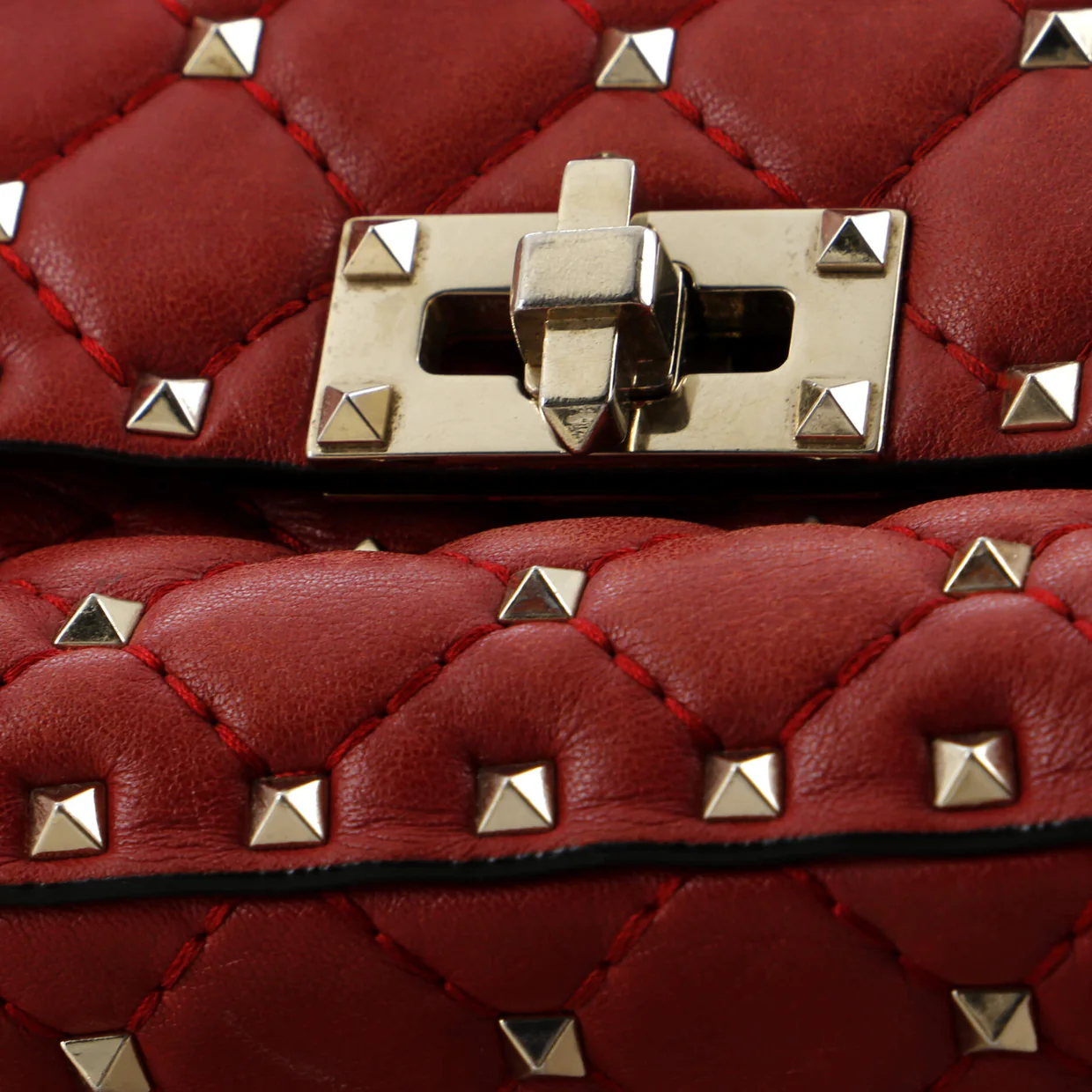 Rockstud Spike Flap Bag Quilted Leather Small - Deep Luxury