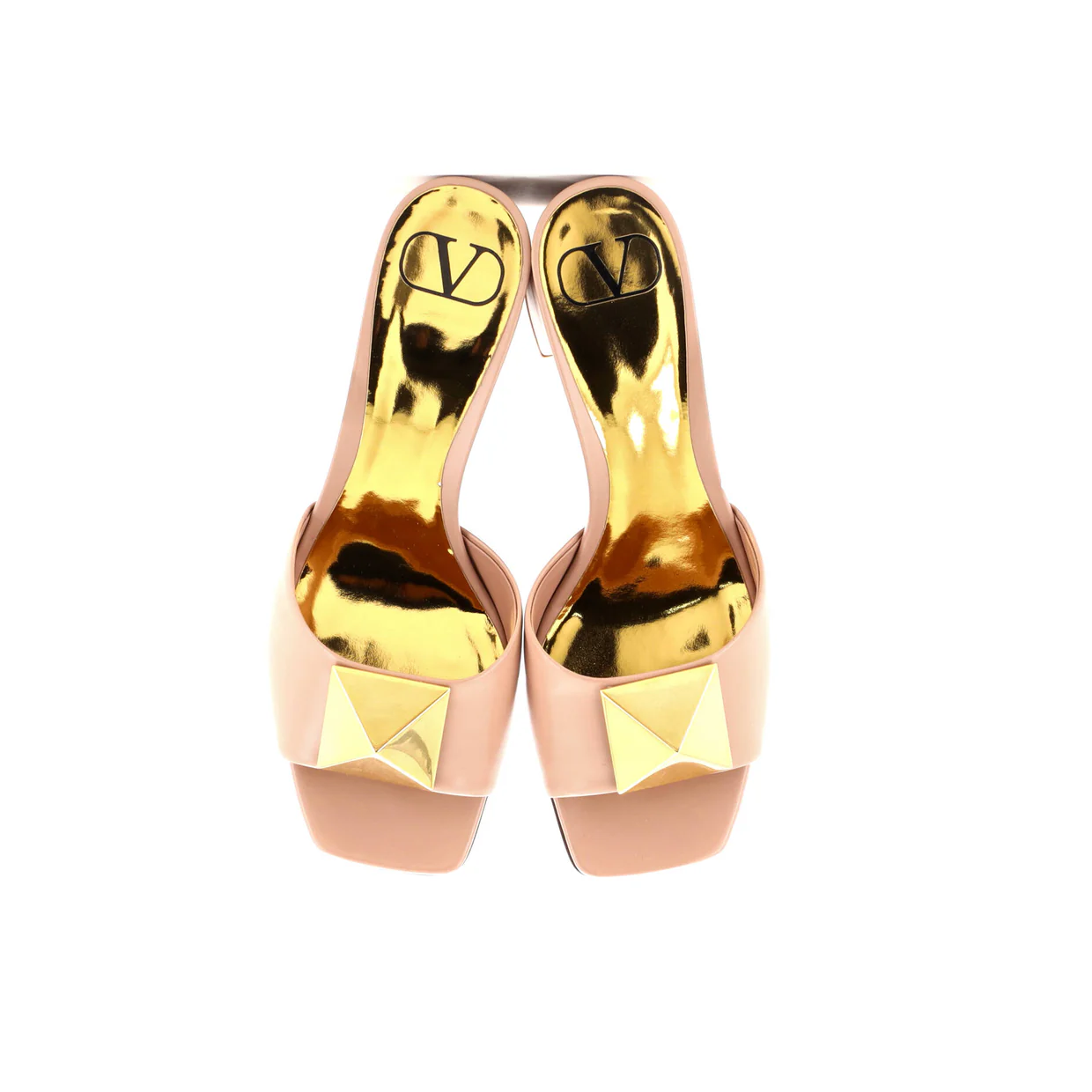 Women's One Stud Block Heeled Mules Leather - Deep Luxury