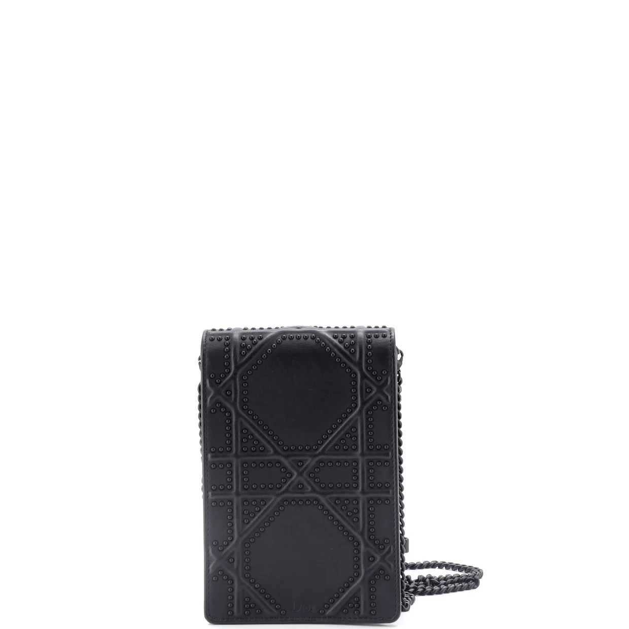 Ultra Matte Diorama Vertical Clutch on Chain Studded Leather - Deep Luxury
