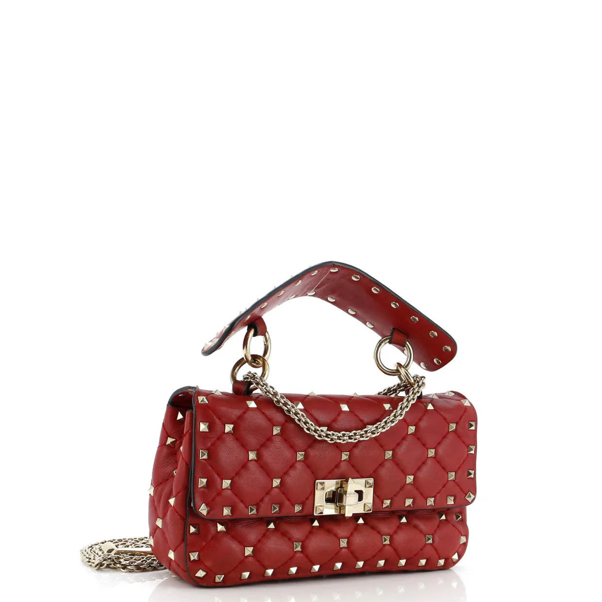 Rockstud Spike Flap Bag Quilted Leather Small - Deep Luxury