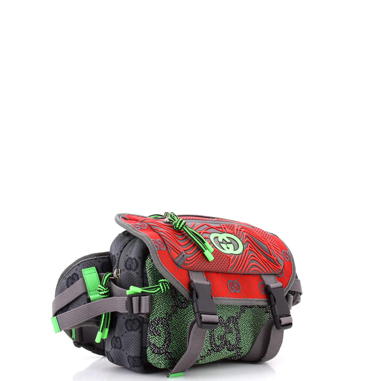 Buckle Flap Chest Strap Backpack GG Fabric with Rubber - Deep Luxury