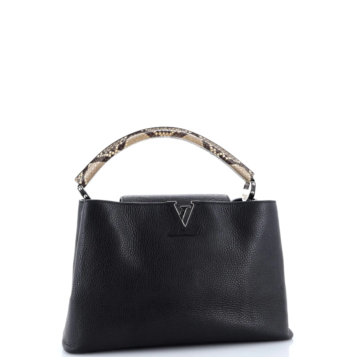 Capucines Bag Leather with Python MM - Deep Luxury