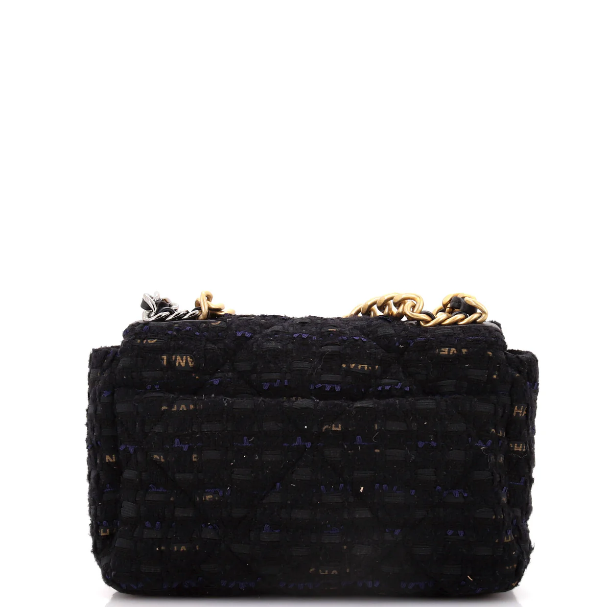 19 Flap Bag Quilted Tweed and Ribbon Medium - Deep Luxury