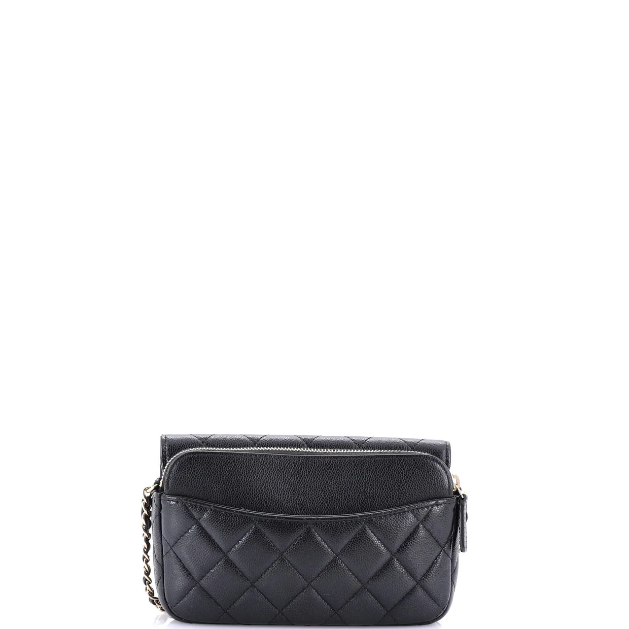 Classic Flap Phone Holder with Chain Quilted Caviar - Deep Luxury