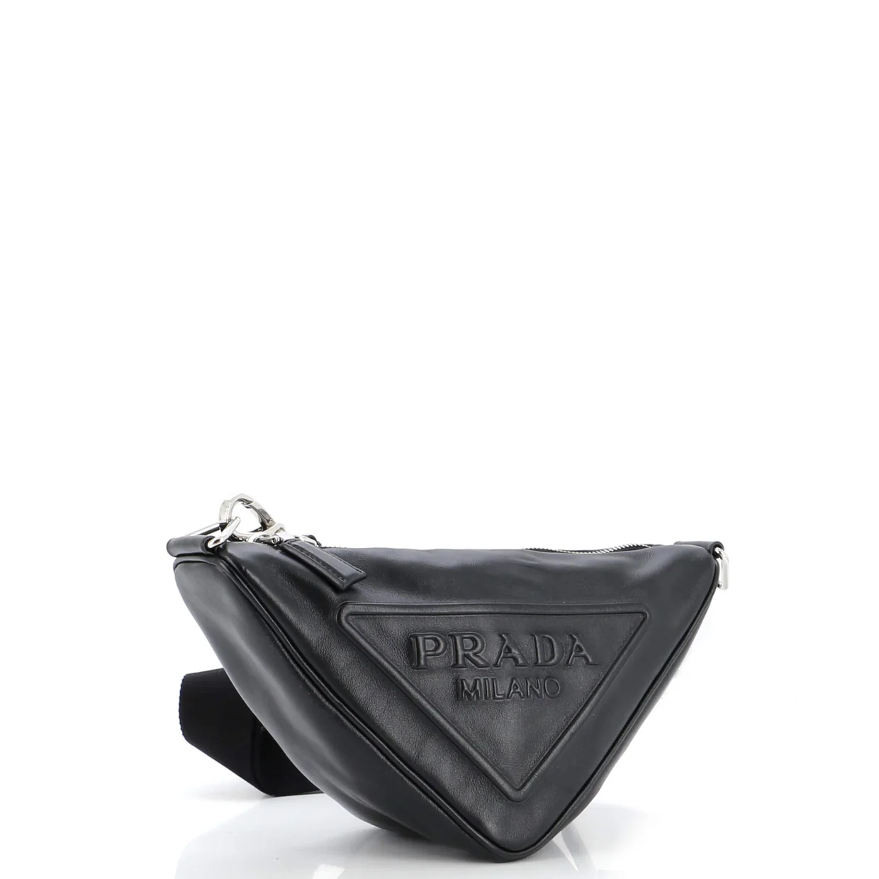 Triangle Logo Zip Crossbody Bag Leather Small - Deep Luxury