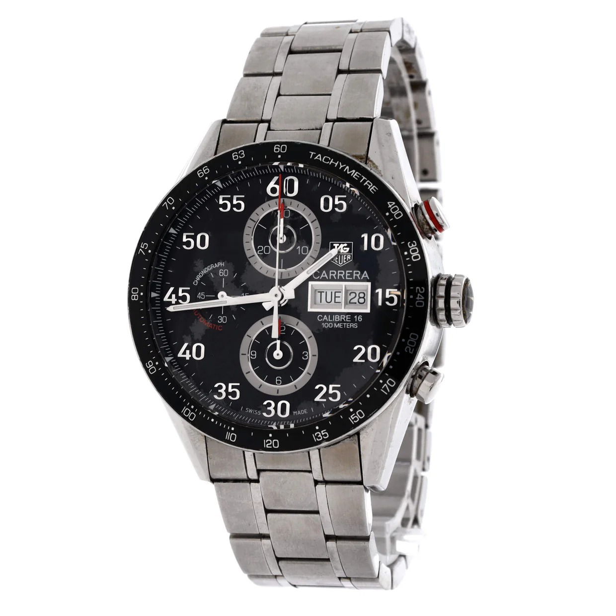 Carrera Calibre 16 Chronograph Day Date Automatic Watch Stainless Steel 41 - Deep Luxury