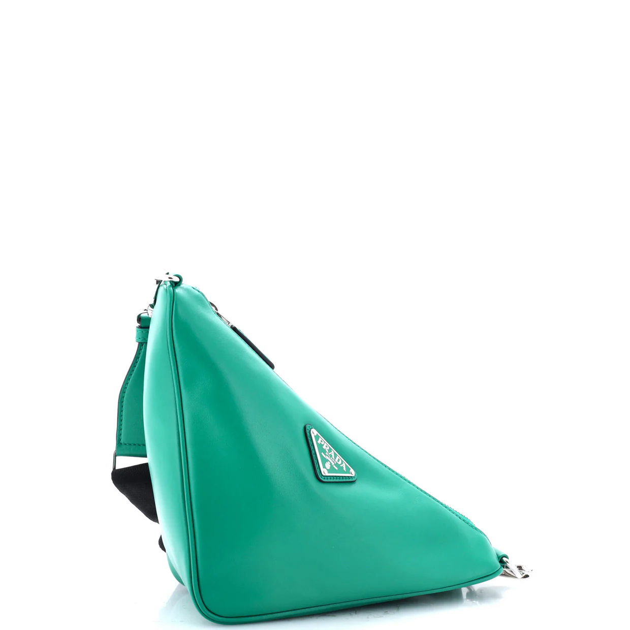 Triangle Logo Zip Crossbody Bag Soft Leather Small - Deep Luxury