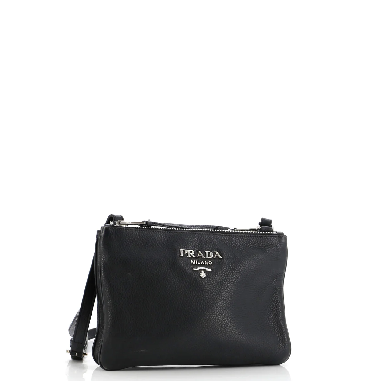 Double Zip Crossbody Bag Vitello Daino Small - Deep Luxury
