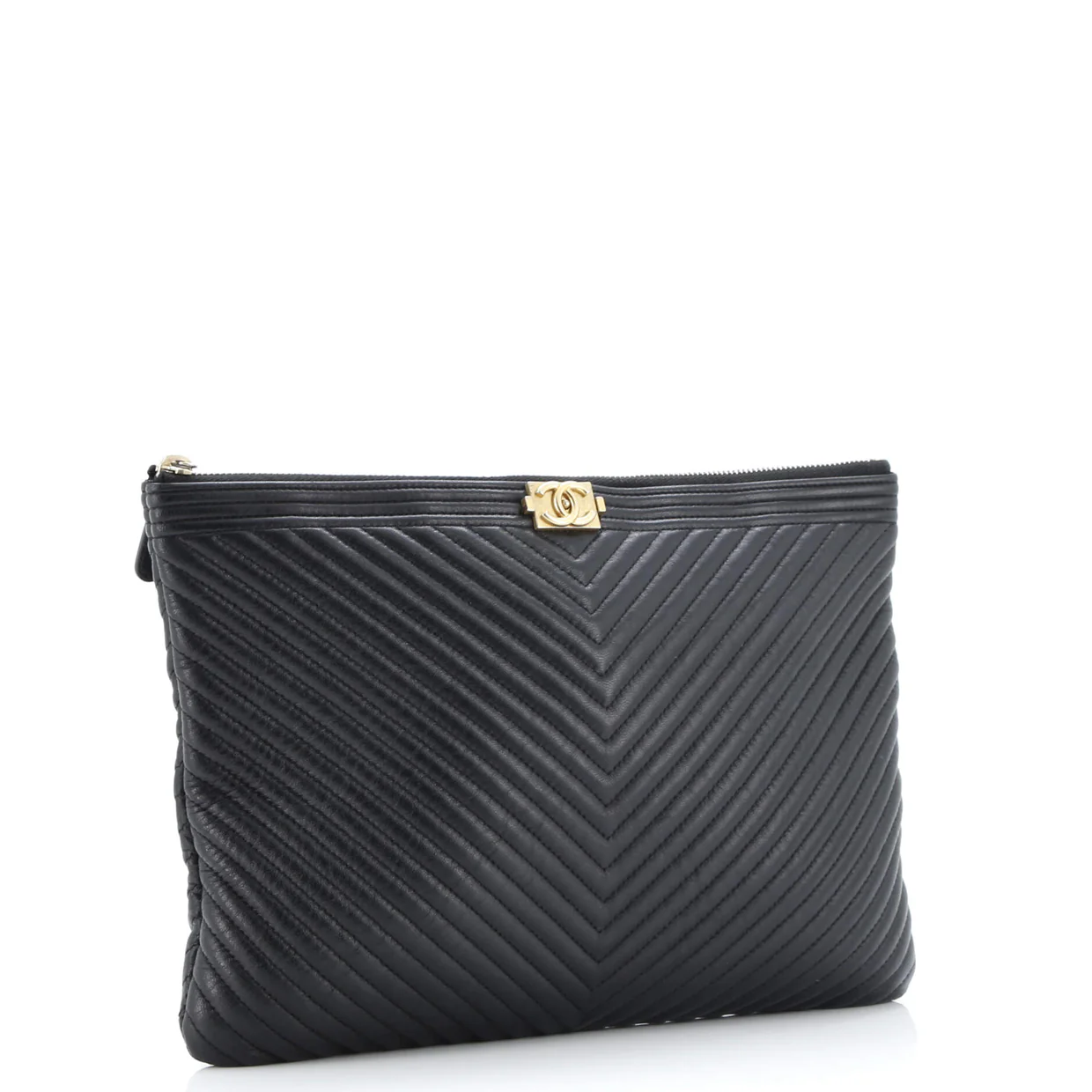 Boy O Case Clutch Chevron Calfskin Medium - Deep Luxury