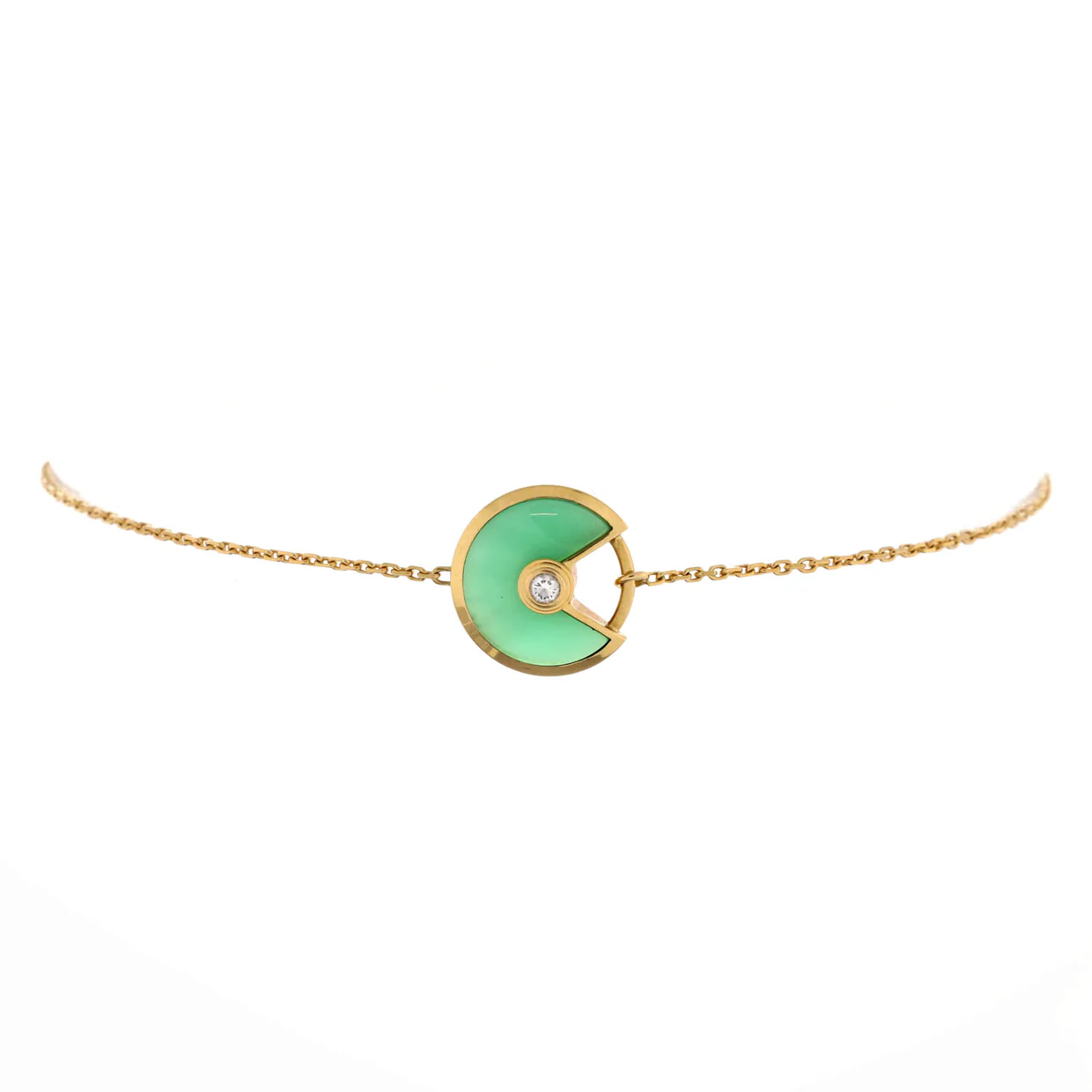 Amulette de Cartier Bracelet 18K Yellow Gold with Diamond and Chrysoprase XS - Deep Luxury