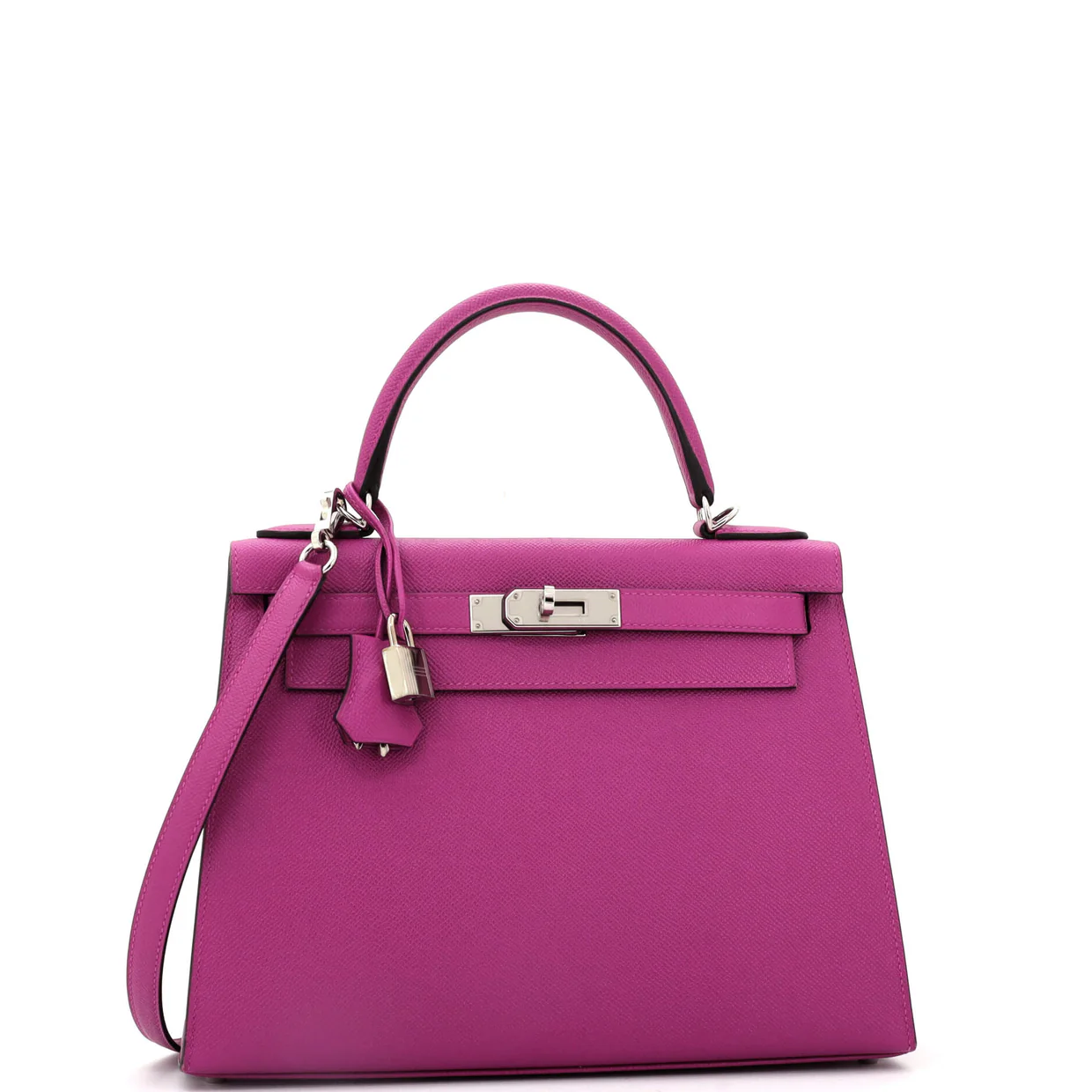 Kelly Handbag Rose Pourpre Epsom with Palladium Hardware 28 - Deep Luxury