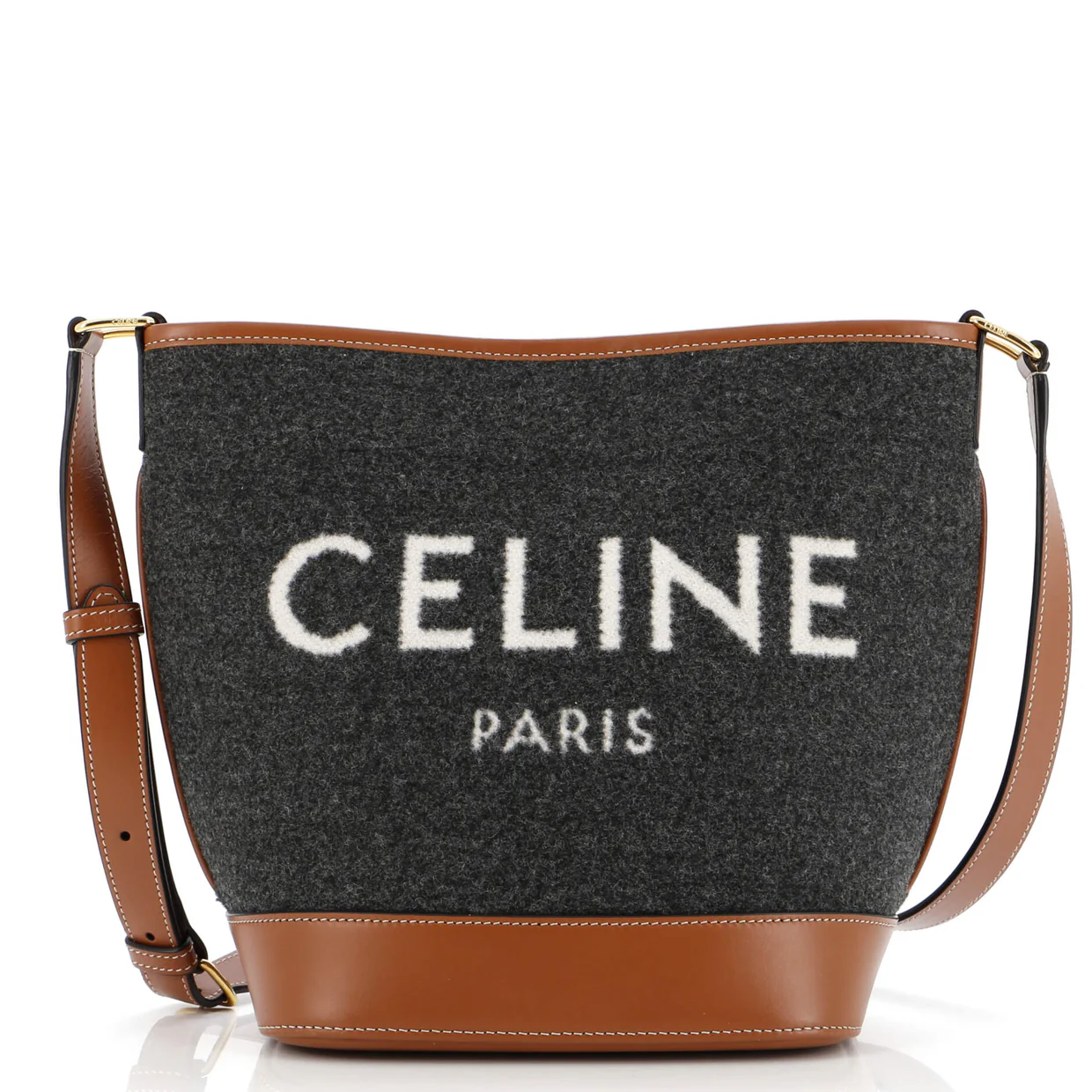 Cuir Logo Bucket Bag Felt with Leather Small - Deep Luxury