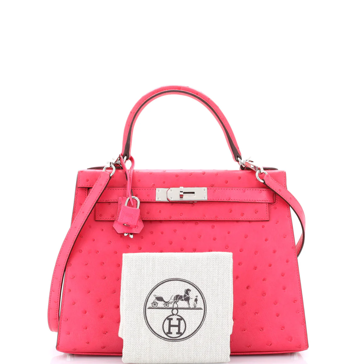 Kelly Handbag Rose Tyrien Ostrich with Palladium Hardware 28 - Deep Luxury