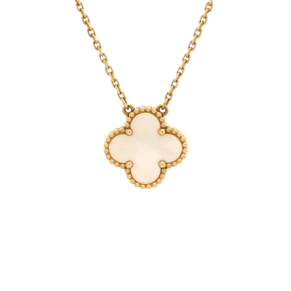 Vintage Alhambra Pendant Necklace 18K Yellow Gold and Mother of Pearl - Deep Luxury