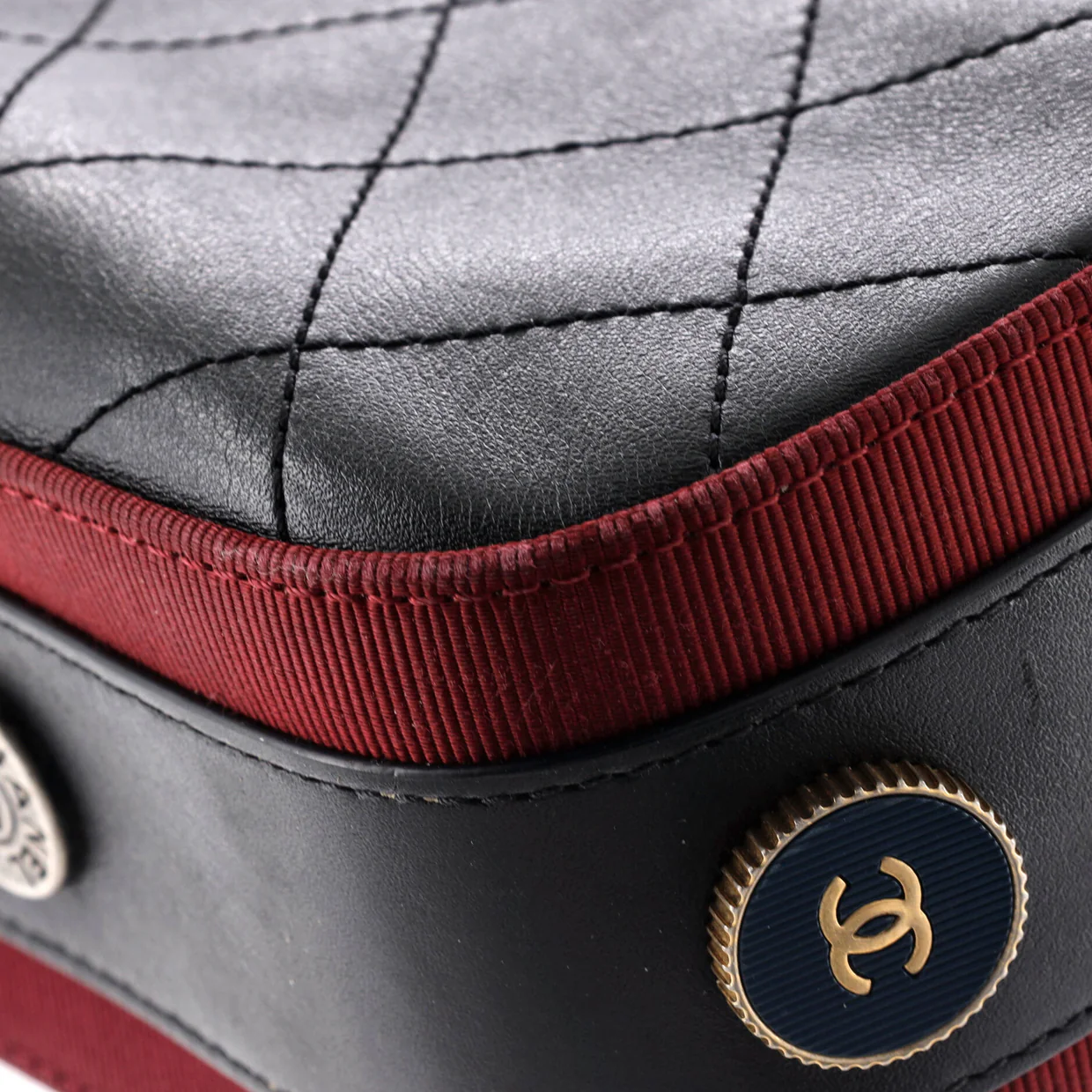 Button Up Camera Case Quilted Calfskin with Grosgrain Small - Deep Luxury