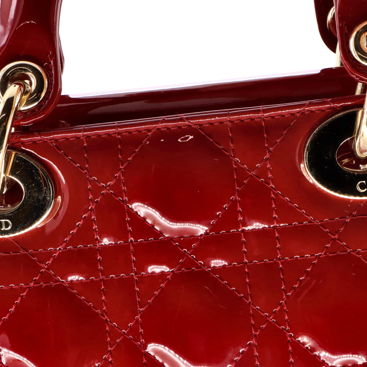 Lady Dior Chain Bag Cannage Quilt Patent Mini - Deep Luxury