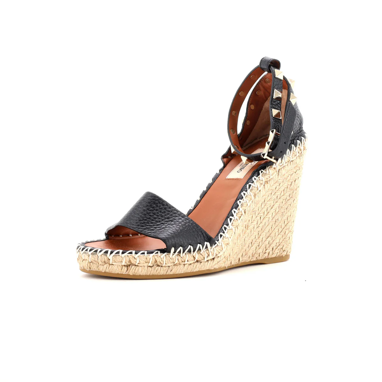 Women's Rockstud Wedge Espadrille Sandals Leather - Deep Luxury