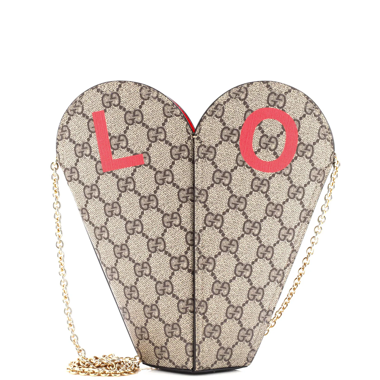 Valentine's Day Chain Heart Bag Printed GG Coated Canvas Small - Deep Luxury