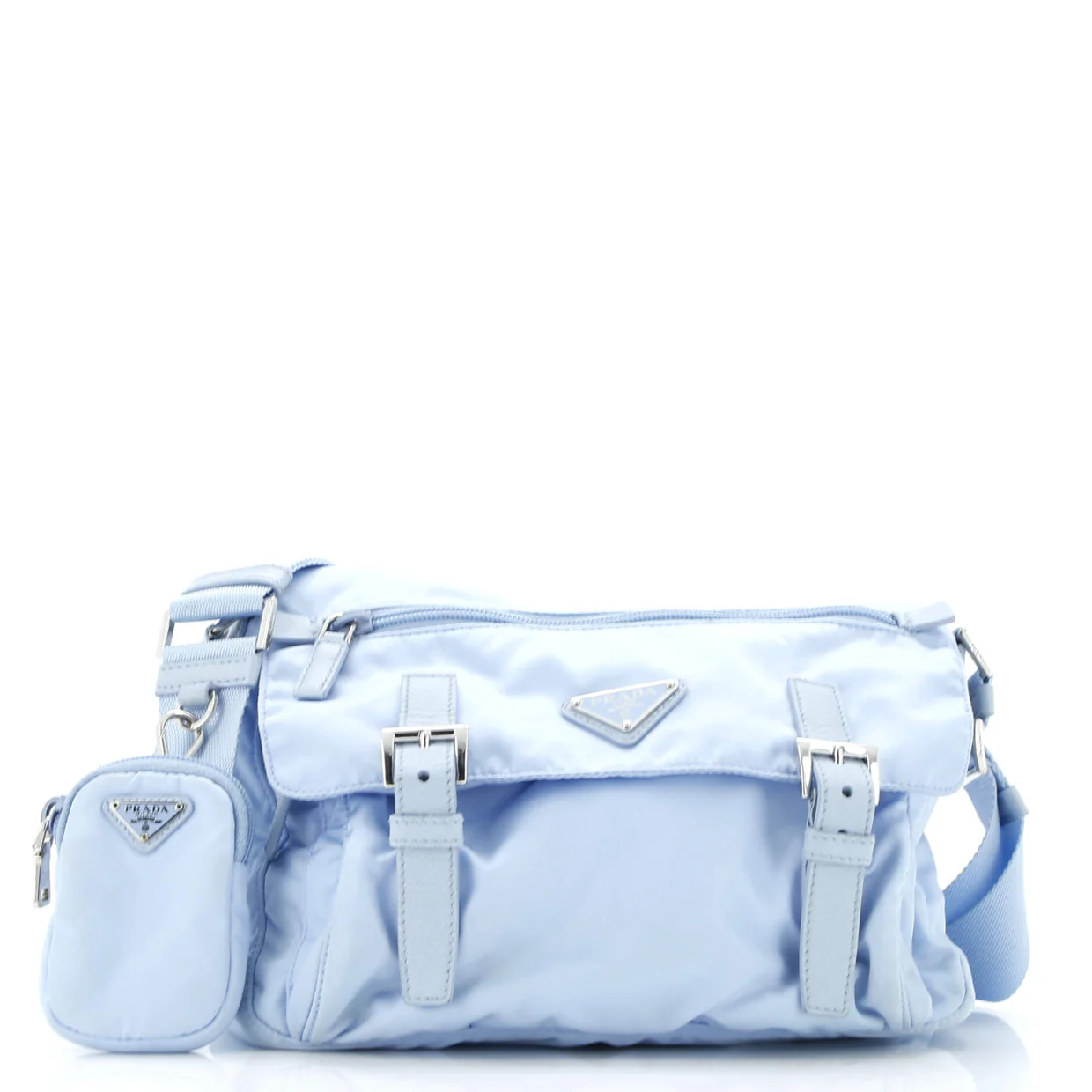 Double Buckle Flap Messenger Bag Re-Nylon Medium - Deep Luxury