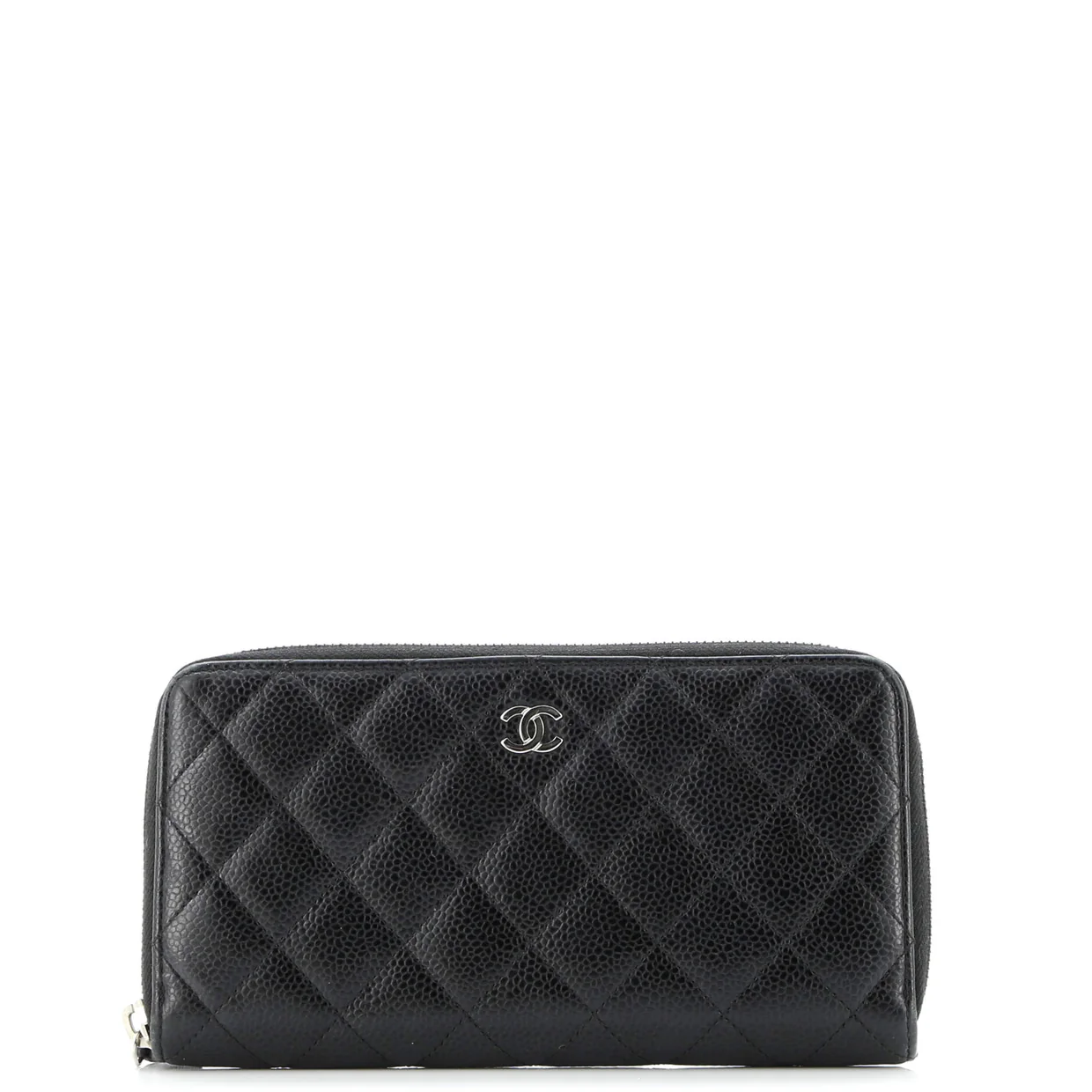 Zip Around Organizer Wallet Quilted Caviar Large - Deep Luxury