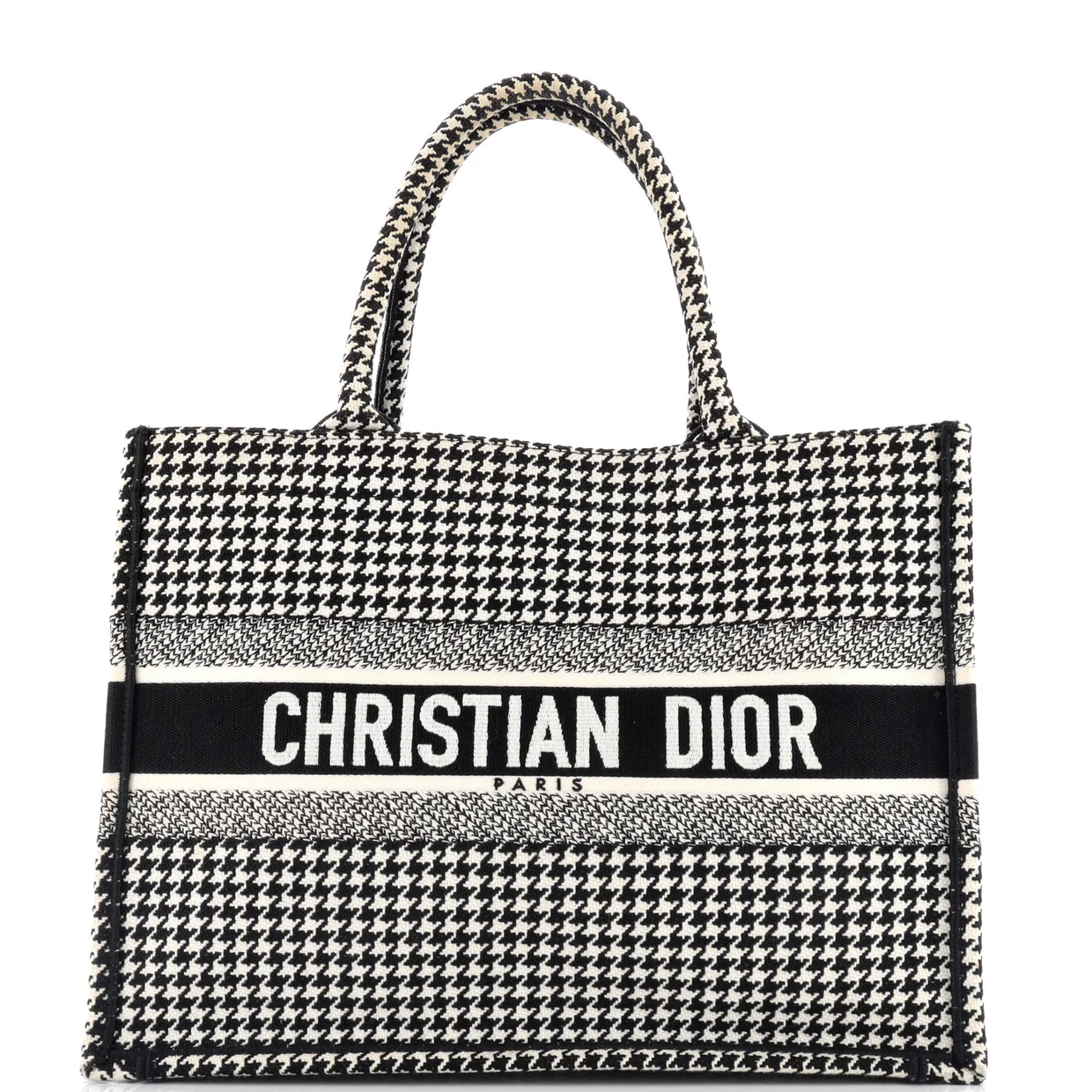 Book Tote Houndstooth Canvas Medium - Deep Luxury