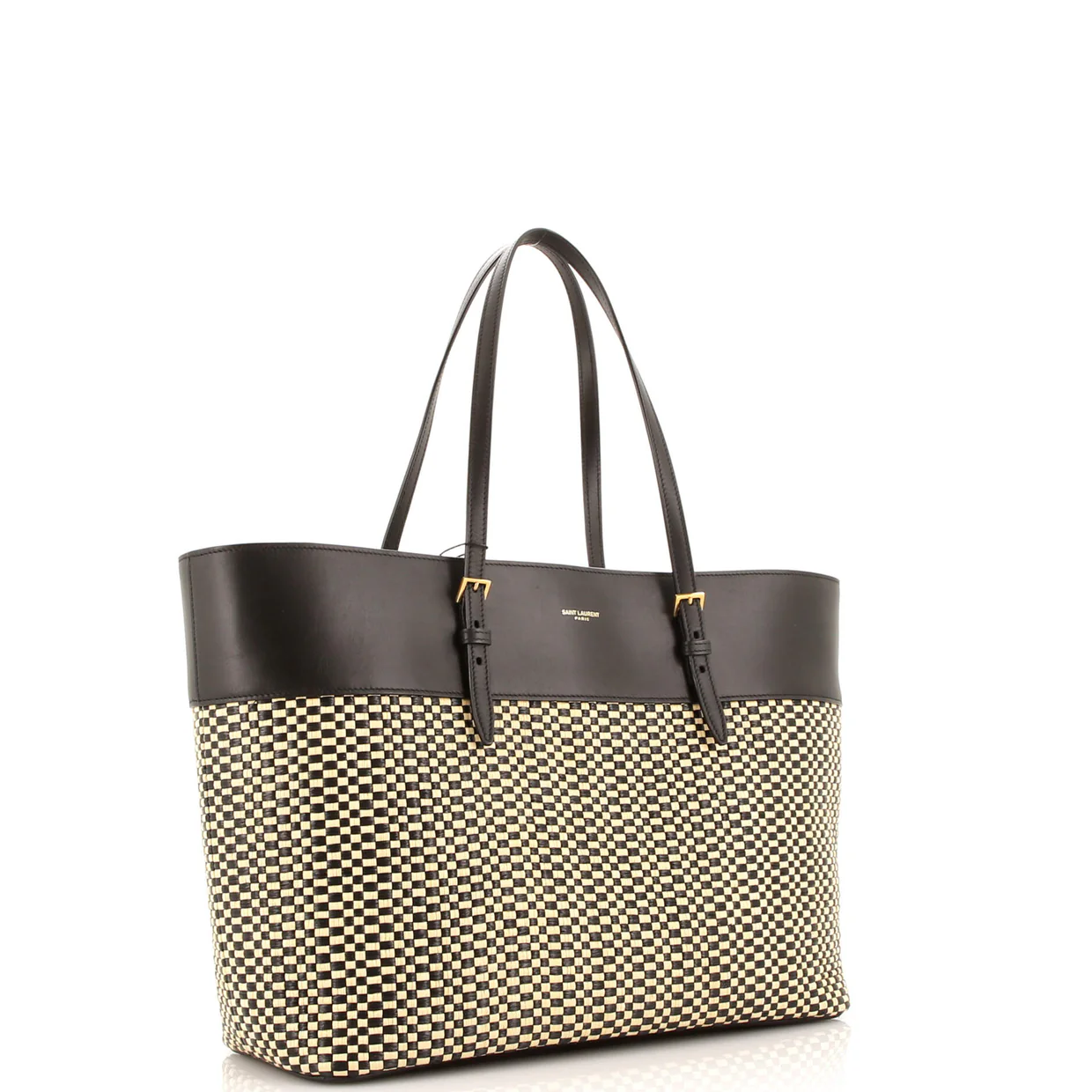 Shopper Tote Leather and Raffia - Deep Luxury