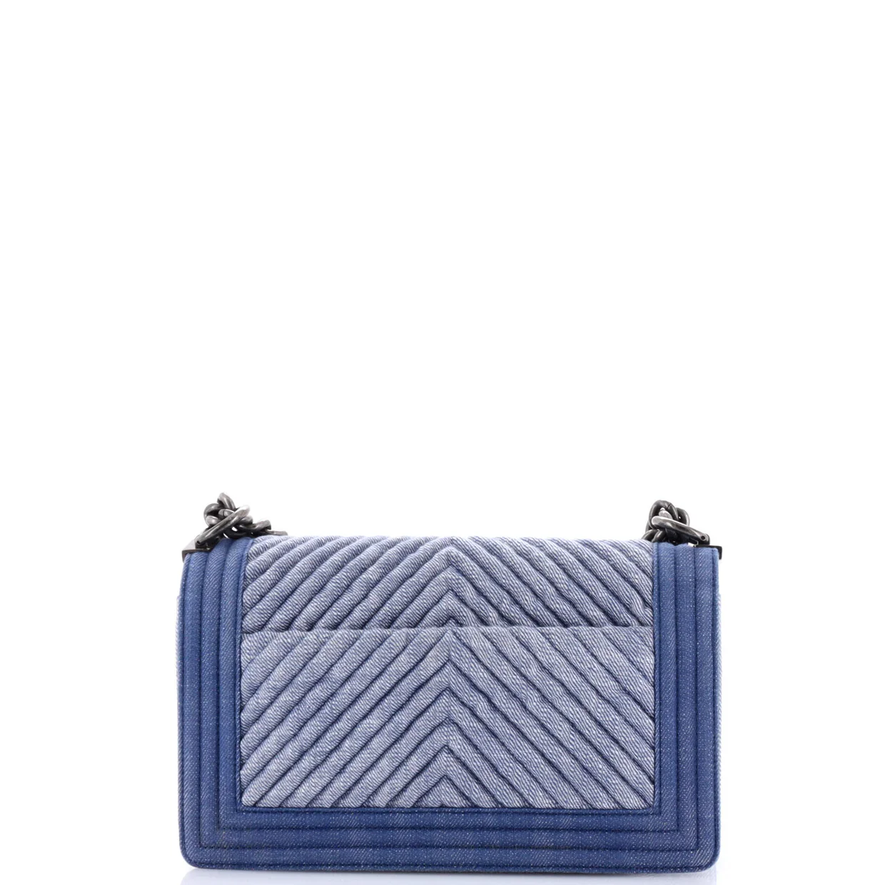 Boy Flap Bag Chevron Denim Old Medium - Deep Luxury