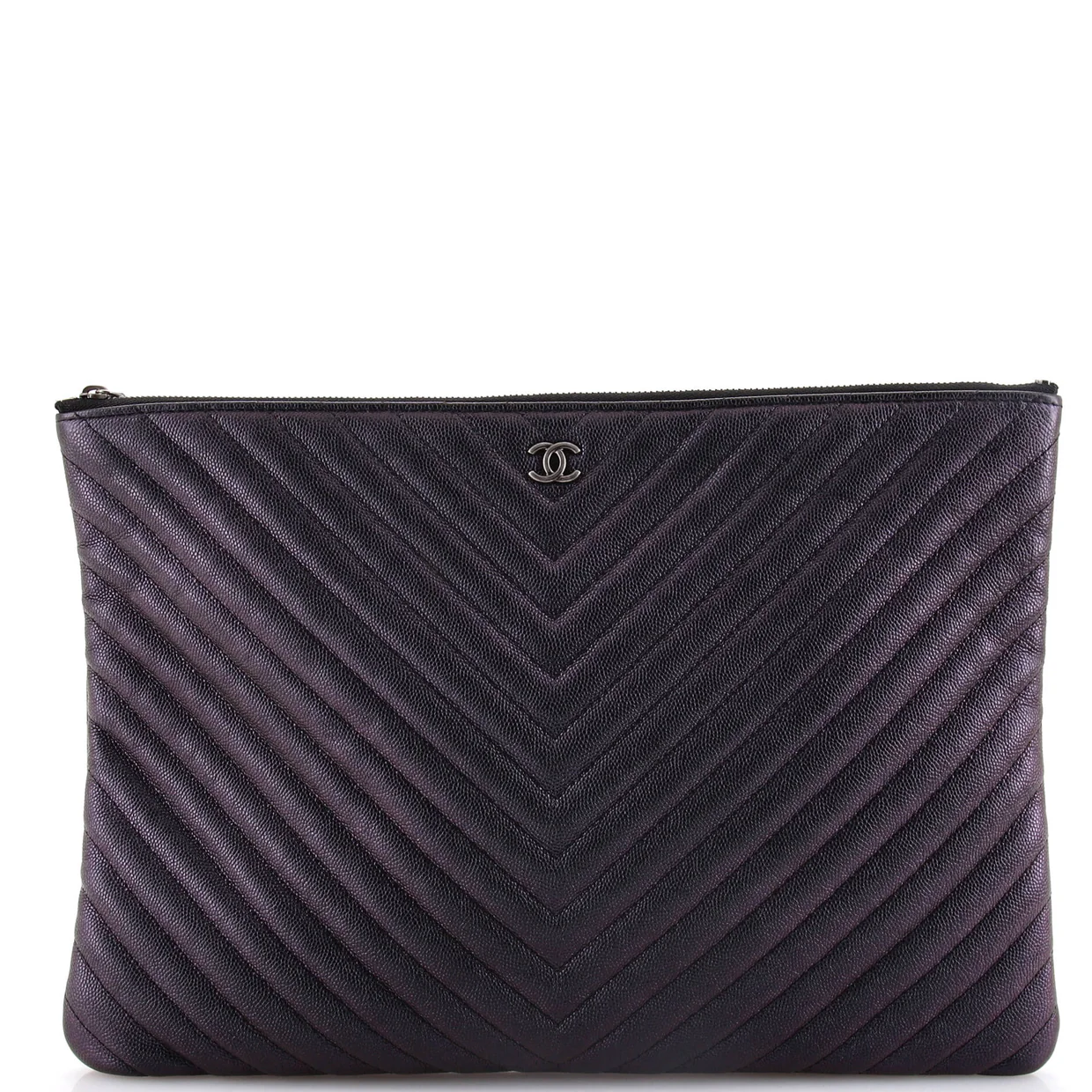 O Case Clutch Chevron Caviar Large - Deep Luxury