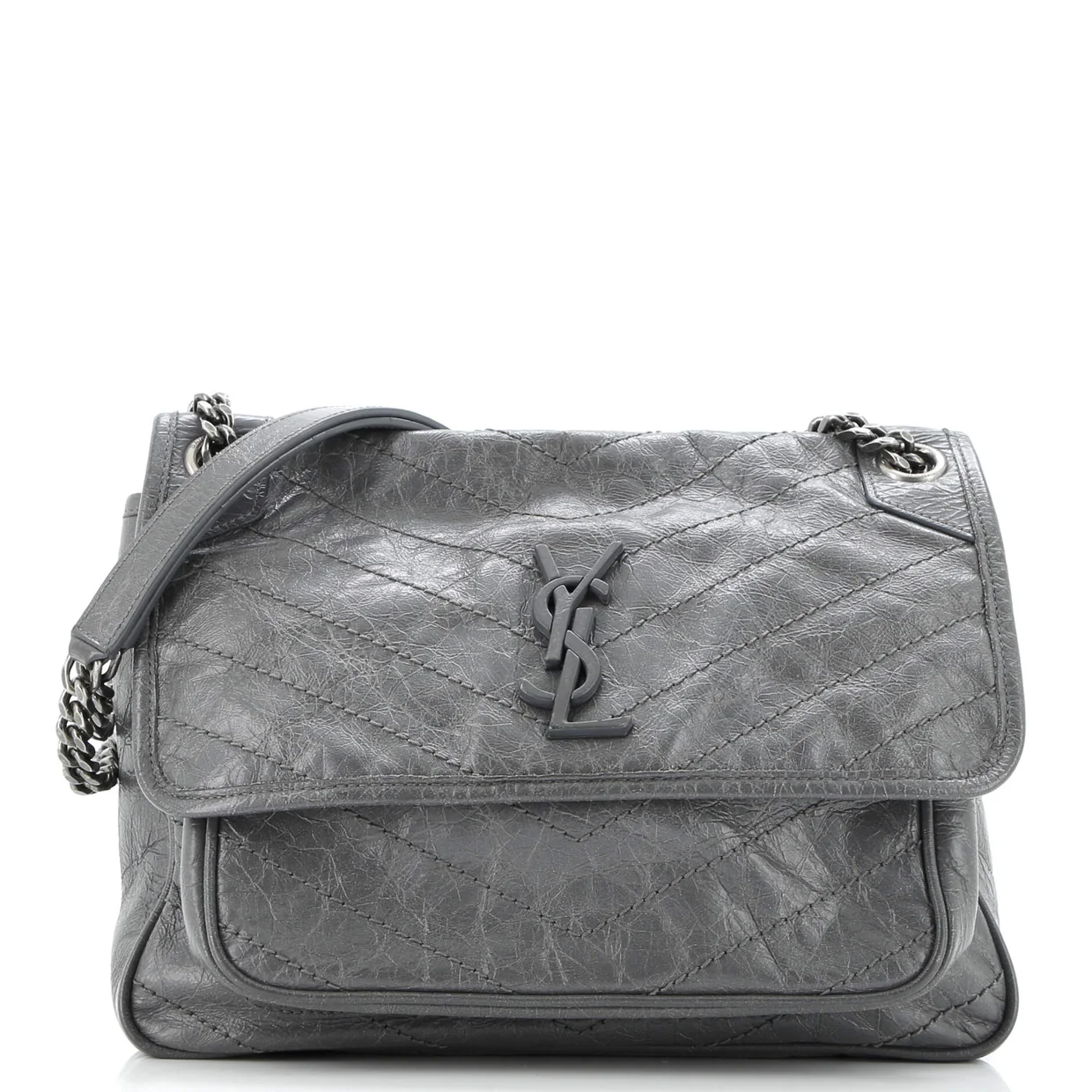 Niki Chain Flap Bag Matelasse Chevron Leather Medium - Deep Luxury